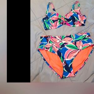 *2/$40* Catalina Floral Bikini Top and High-waisted Bottom Women's 1X